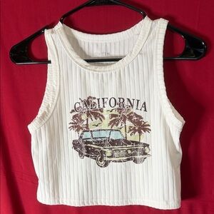 SHEIN White California Graphic Tank Top